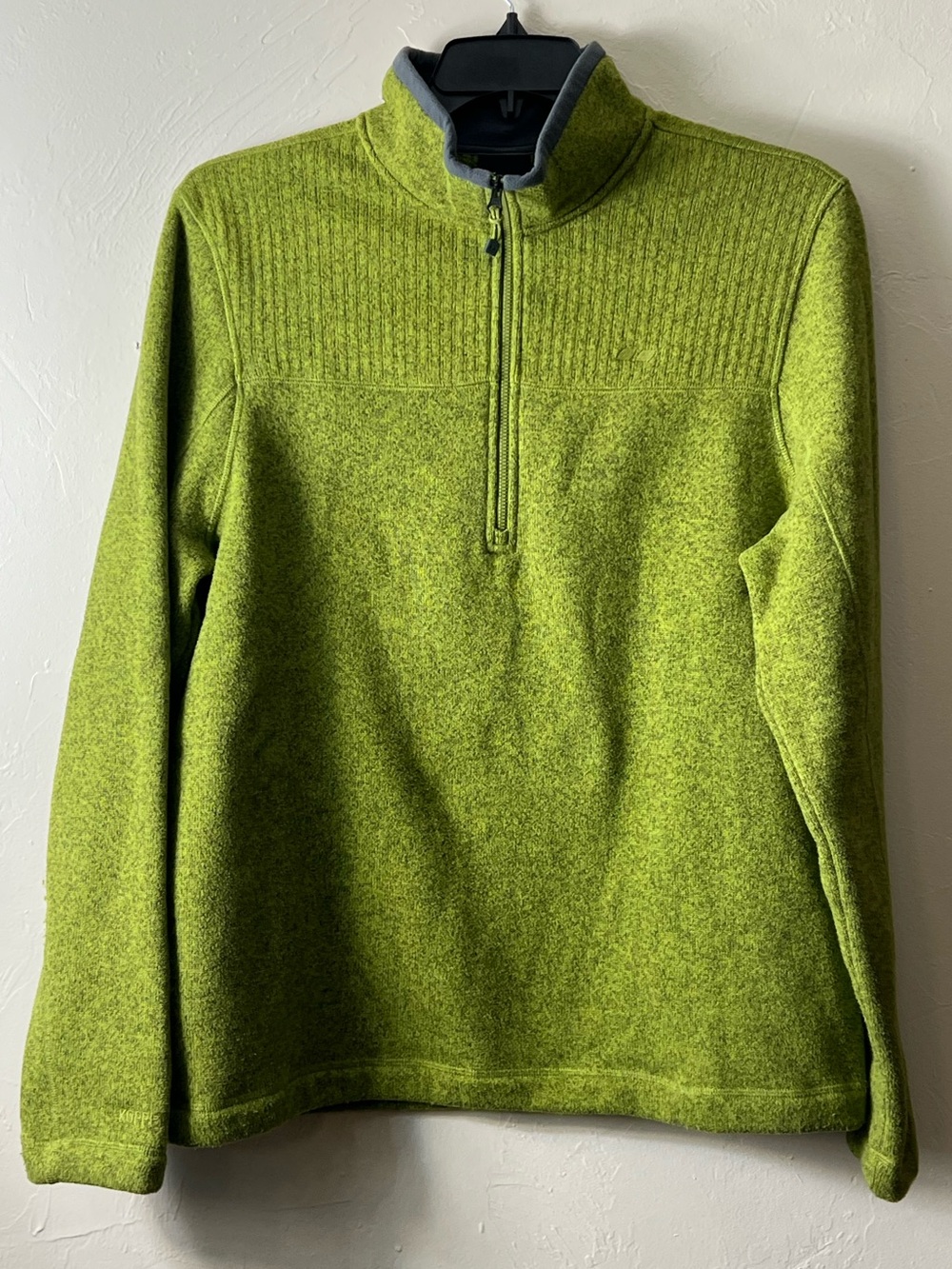 Koppen Mens Fleece Pullover Sweater Size L Green Quarter Zip